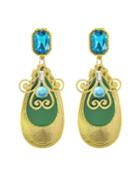 Shein Latest Fashion Green Plated Long Drop Earrings For Women