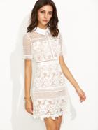 Shein White Crochet Lace Overlay Shirt Dress