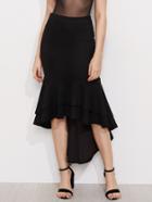 Shein Layered Flounce Trim Hi Lo Fishtail Skirt