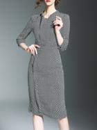 Shein Black White Plaid Split Sheath Dress