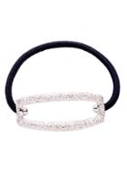 Shein Silver Hollowed Square Black Elastic Hair Tie