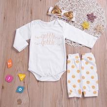 Shein Toddler Girls Letter Print Jumpsuit & Headband & Kneepad