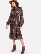 Shein Tied Neck Calico Print Dress