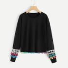 Shein Plus Random Color Pom Pom Decoration Sweatshirt
