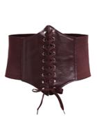 Shein Coffee Lace Up Faux Leather Wide Waist Belt