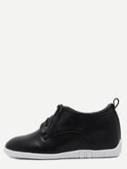 Shein Black Pu Lace Up Hidden Wedges Shoes