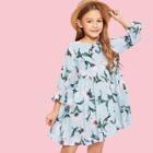 Shein Girls Flounce Sleeve Floral Dress