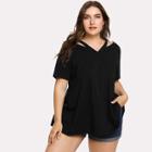Shein Plus Cutout Neck Solid T-shirt