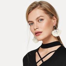 Shein Snakeskin Pattern Tassel Drop Earrings