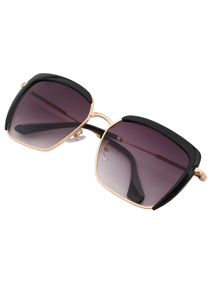 Shein Metal Plastic Mixed Black Frame Square Lenses Sunglasses