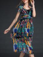 Shein Multicolor High Waisted Print Shift Dress