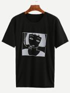 Shein Black Girl Print T-shirt