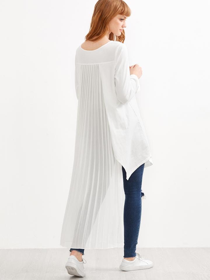 Shein Pleated Back Dip Hem Top