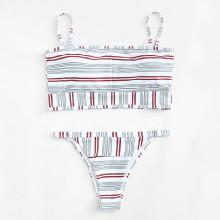 Shein Adjustable Straps Striped Bikini Set