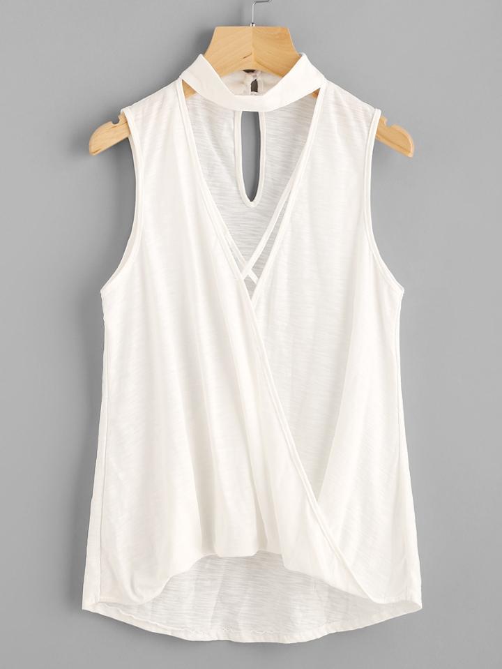 Shein Surplice Choker Criss Cross Top