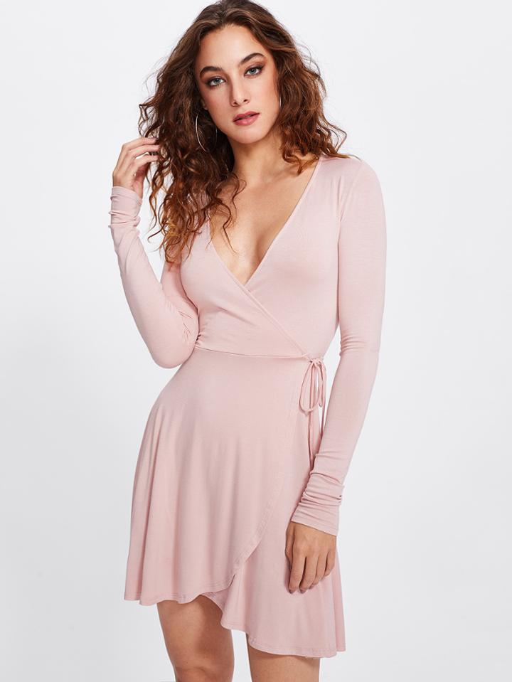 Shein Knot Side Surplice Wrap Dress