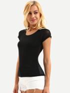 Shein Sheermeshbackshortsleevet-shirt-black
