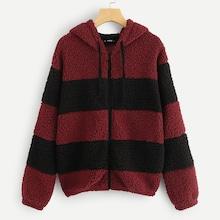 Shein Two Tone Teddy Hoodie Jacket