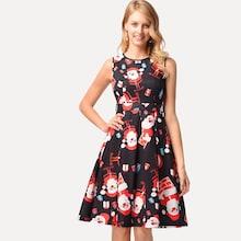 Shein Christmas Print Self Tie Dress