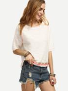 Shein White Half Sleeve Knit Split Hem T-shirt