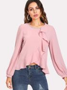 Shein Overlap Front Beaded Blouse