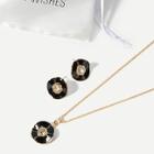 Shein Round Pendant Necklace & Stud Earrings