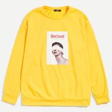 Shein Men Letter & Figure Print Sweatshirt
