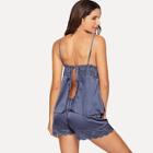 Shein Floral Lace Knot Back Cami Pajama Set
