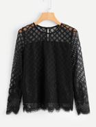 Shein Eyelashes Lace Trim Top