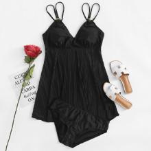 Shein Plus Double Straps Swim Dress Set