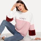 Shein Contrast Fleece Cut And Sew Sweatshirt