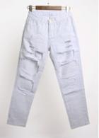 Rosewe Zip Closure Cutout Design White Jeans