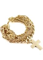 Shein Gold Multilayer Chain Cross Bracelet