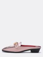 Shein Pink Petent Gold Chain Backless Loafers