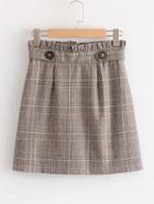 Shein Frill Waist Glen Plaid Skirt