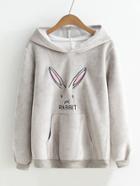 Shein Kangaroo Pocket Rabbit Embroidery Hoodie