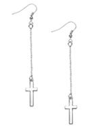 Shein Cross Pendant Plated Chain Earrings