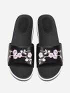 Shein Calico Embroidery Flat Sliders