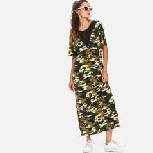 Shein Lace Up Camouflage Longline Dress