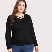 Shein Plus Criss Cross Front Tee