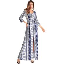 Shein Tribal Print Split Front Longline Dress