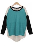 Rosewe Comfy Color Block Round Neck Long Sleeve T Shirt