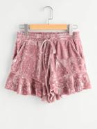 Shein Frilled Hem Crushed Velvet Shorts