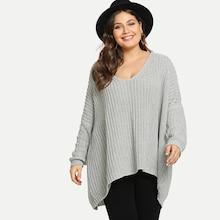 Shein Plus Drop Shoulder Eyelet High Low Jumper