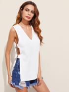 Shein V Neckline Cut Out Ring Side Top