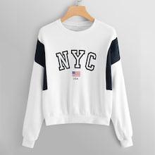 Shein Letter And Flag Print Sweatshirt