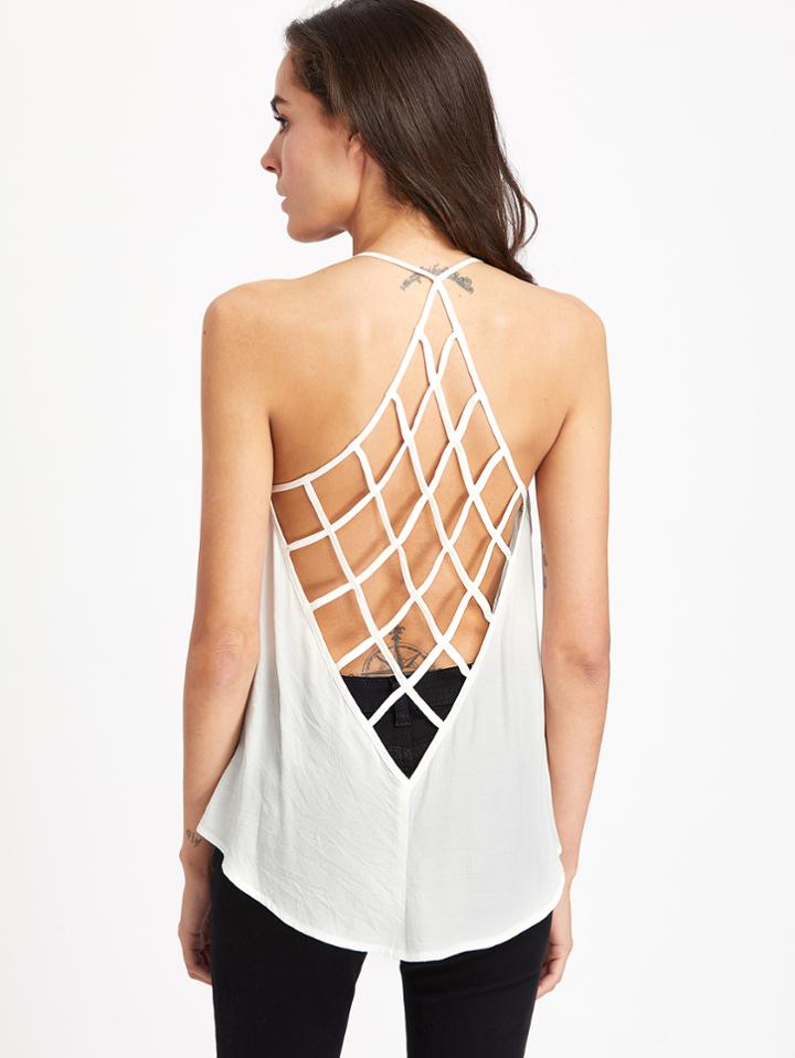 Shein Caged Racerback Vented Hem Cami Top