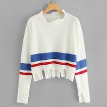 Shein Raw Cut Striped Jumper