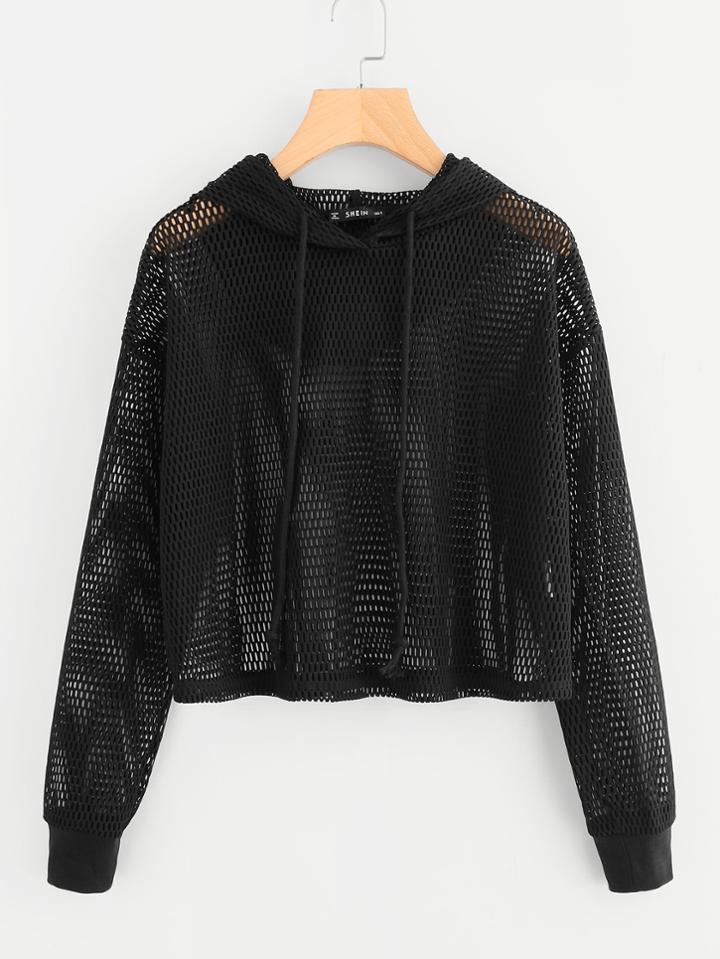 Shein Drop Shoulder Mesh Hoodie