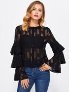 Shein Tiered Bell Sleeve Lace Blouse
